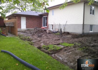 Back yard landscape construction