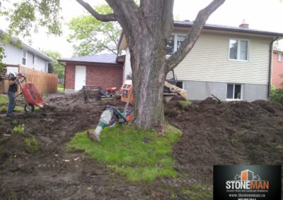 Back yard landscape construction