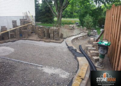 Back yard landscape construction