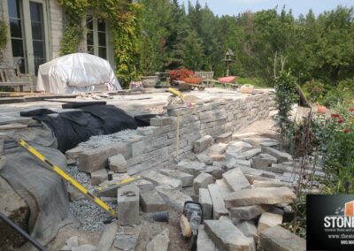 Dry laid stone wall construction