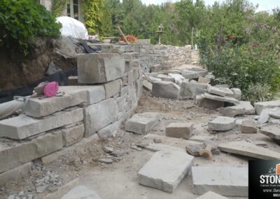 Dry laid stone wall construction