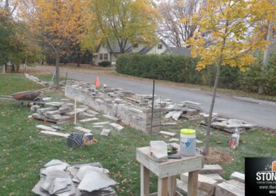 Dry laid stone wall construction